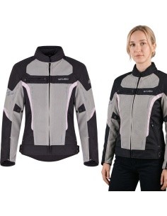 Moteriška vasarinė motociklininko striukė W-TEC Mirelia - Juoda-pilka-rožinė