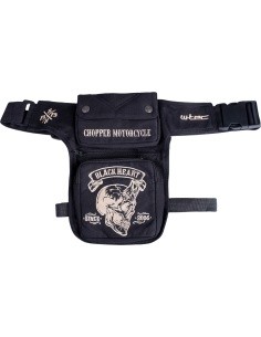Motorcycle Thigh Bag W-TEC Black Heart Devil Skull Black Tex