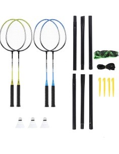 Plieninis badmintono rinkinys NRZ014 NILS: 4 raketės, 3 plunksninukai, tinklas 195x22 cm ir dėklas
