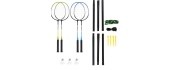 NRZ014 STEEL / BADMINTON SET 4 ROCKETS + 3 SHUTTLECOCKS + NET 195x22cm + COVER NILS