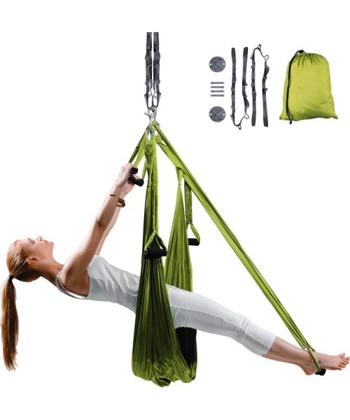 Aerial Aero Yoga Hammock inSPORTline Hemmok Green with Mounts and Straps