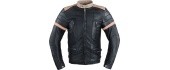 Men’s Leather Jacket W-TEC Hellsto - Black with Beige and Orange Stripe