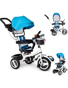 360 ° rotary tricycle with folding roof Ecotoys Grey