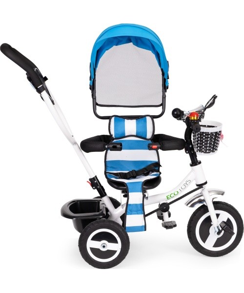 Triratukas su 360° pasukama sėdyne ir sudedamu stogeliu Ecotoys, pilkas