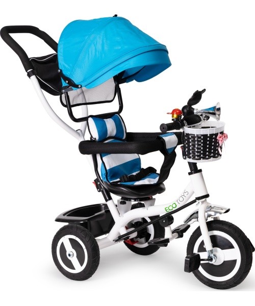 Triratukas su 360° pasukama sėdyne ir sudedamu stogeliu Ecotoys, pilkas