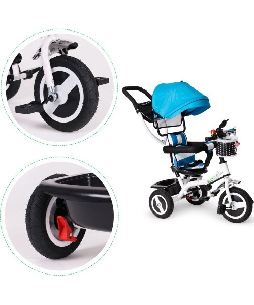 360 ° rotary tricycle with folding roof Ecotoys Grey