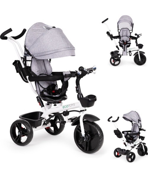 Triratukas Eco Toys su 360° pasukama sėdyne, mėlynas