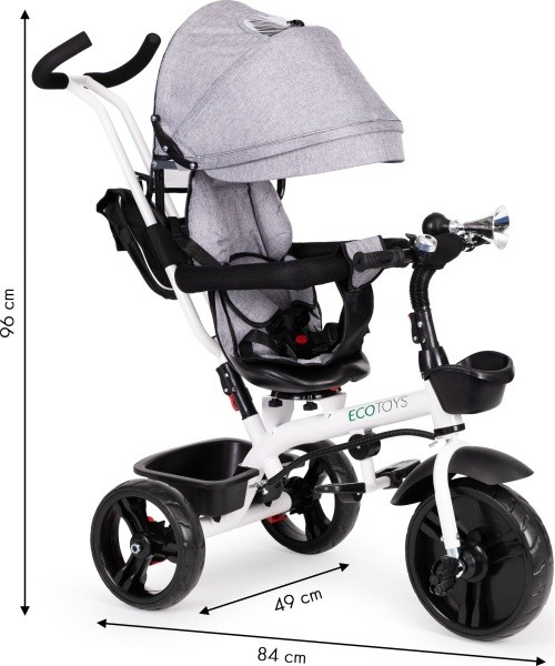 Triratukas Eco Toys su 360° pasukama sėdyne, mėlynas