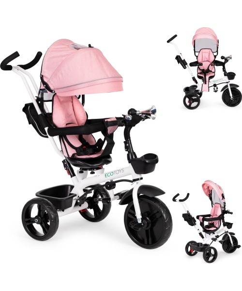 Tricycle tricycle stroller swivel seat 360* Pink ECOTOYS