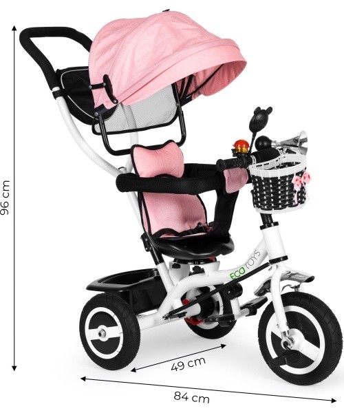 Tricycle rotating canopy durable rubber wheels ECOTOYS