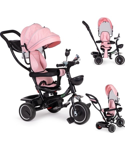 Triratukas ECOTOYS su sukiojama sėdyne ir stumdymo rankena
