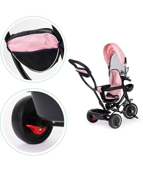 Triratukas ECOTOYS su sukiojama sėdyne ir stumdymo rankena