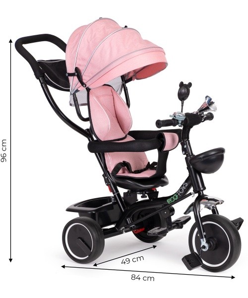 Triratukas ECOTOYS su sukiojama sėdyne ir stumdymo rankena