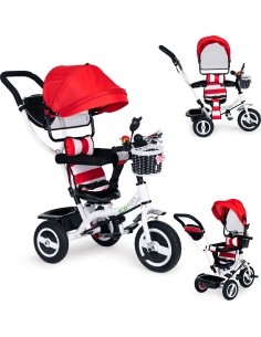 Tricycle swivel canopy red durable rubber wheels ECOTOYS