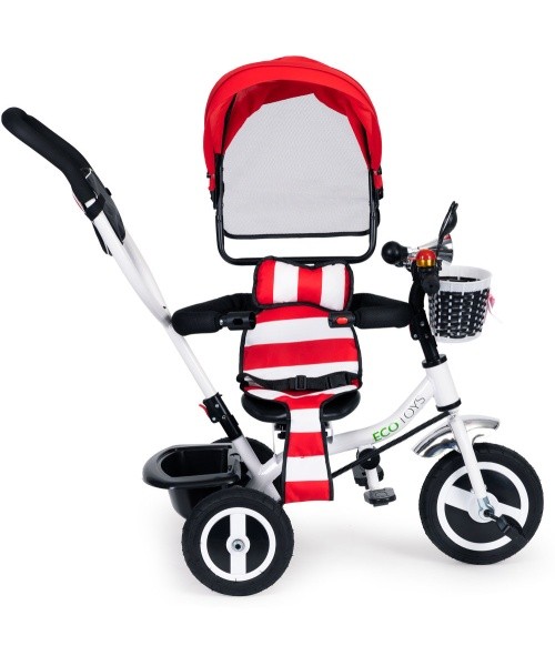 Tricycle swivel canopy red durable rubber wheels ECOTOYS