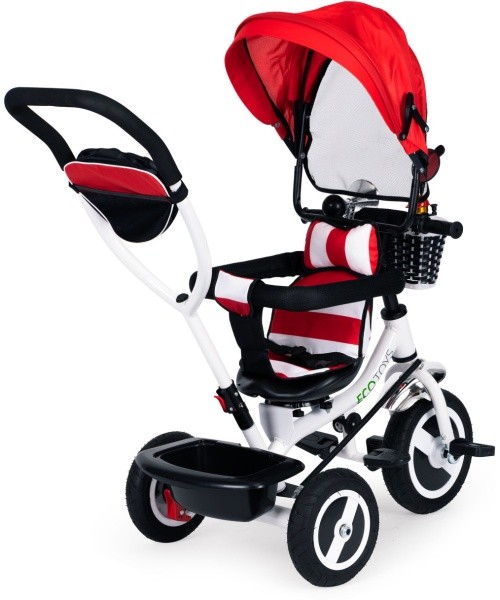 Tricycle swivel canopy red durable rubber wheels ECOTOYS