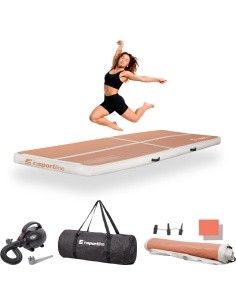 Inflatable Exercise Mat inSPORTline Airstunt 300 x 100 x 10 cm Mocha Mousse w/ Electric Pump