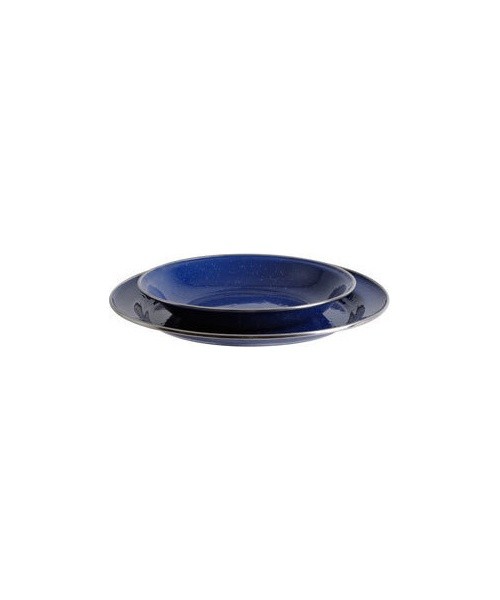 Enamel Plate Origin Outdoors Flat 26cm, Blue