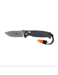 Ganzo G7412P-BK-WS folding knife with whistle.