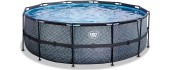 EXIT Stone pool ø427x122cm with filter pump and ladder - grey