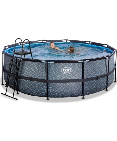 EXIT Stone pool ø427x122cm with filter pump and ladder - grey
