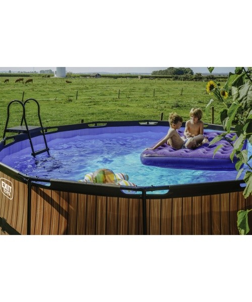 EXIT Stone pool ø427x122cm with filter pump and ladder - grey