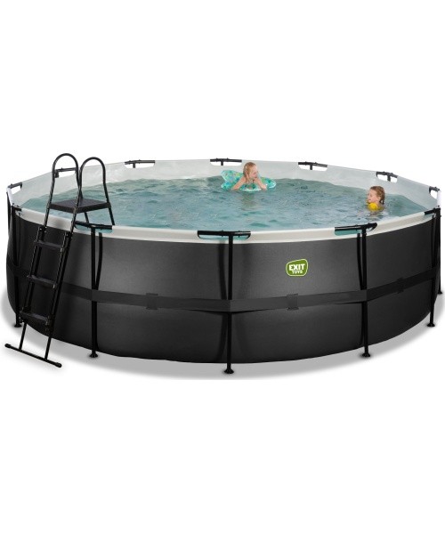 EXIT Black Leather pool ø488x122cm with sand filter pump - black