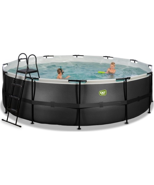 EXIT Black Leather pool ø488x122cm with sand filter pump - black