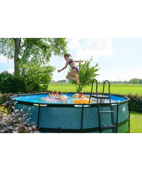 EXIT Black Leather pool ø488x122cm with sand filter pump - black