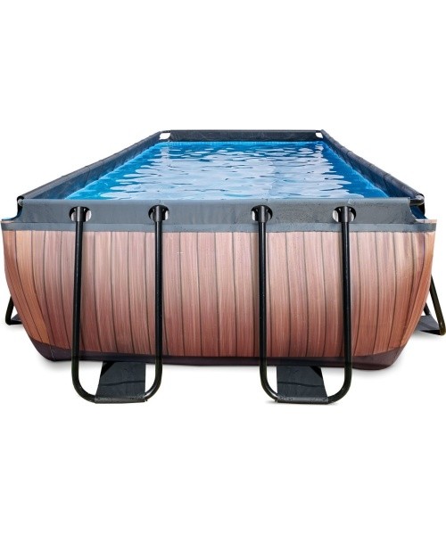 EXIT Wood pool 400x200 cm with sand filter pump - brown Framed pool Rectangular 7020 L