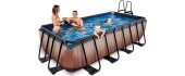 EXIT Wood pool 400x200 cm with sand filter pump - brown Framed pool Rectangular 7020 L