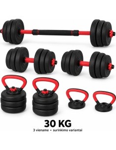 Adjustable Dumbbell, Barbell & Kettlebell 3-in-1 Set - 30kg