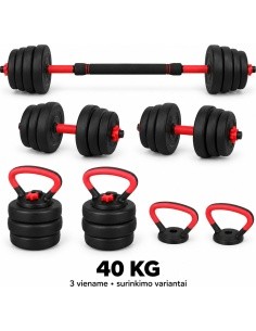 Adjustable Dumbbell, Barbell & Kettlebell 3-in-1 Set - 40kg