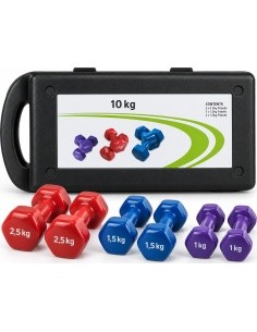 Vinyl Dumbbell Set with Carry Case - 10kg