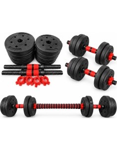 Reguliuojamų svarų hantelio ir štangos rinkinys 2-in-1 - 15 kg