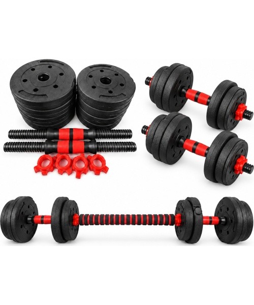 Reguliuojamų svarų hantelio ir štangos rinkinys 2-in-1 - 50kg