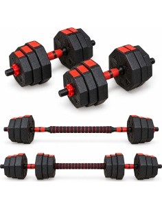 Reguliuojamas HEX hantelių ir štangos komplektas „2 viename“ - 10 kg