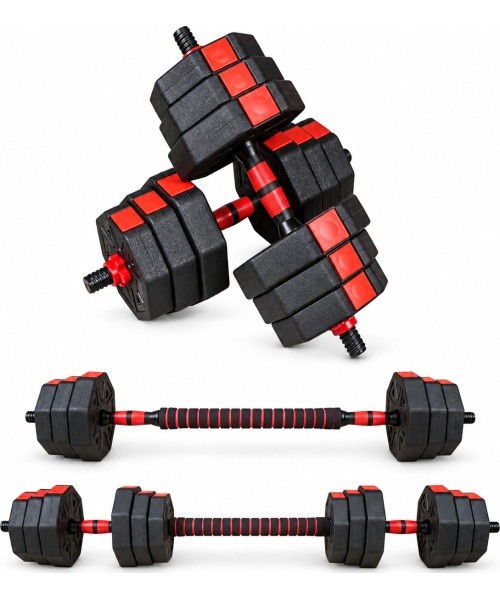 Reguliuojamas HEX hantelių ir štangos komplektas „2 viename“ - 10 kg