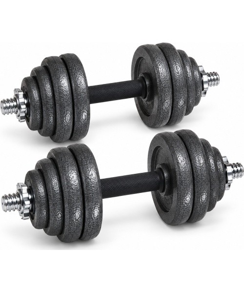 Reguliuojamų ketaus hantelių komplektas FiTKER® su dėklu - 20 kg