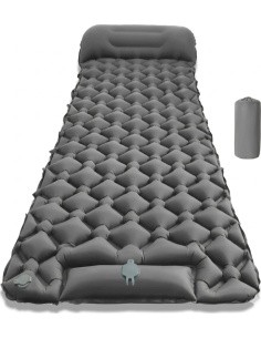 Inflatable Sleeping Pad w/ Integrated Pump inSPORTline Soultea 190 x 60 x 6 cm - Grey