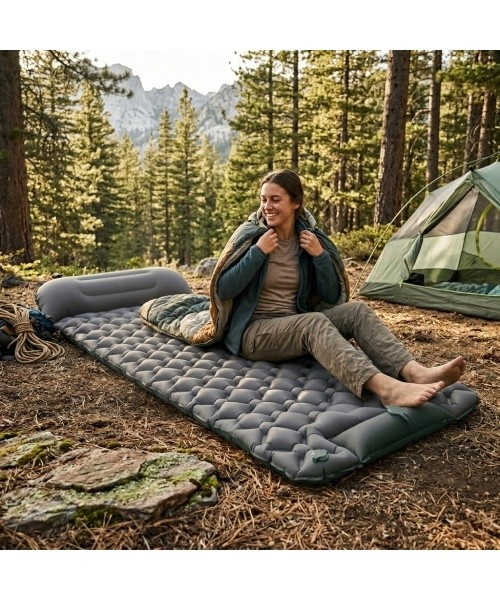 Inflatable Sleeping Pad w/ Integrated Pump inSPORTline Soultea 190 x 60 x 6 cm - Sandy