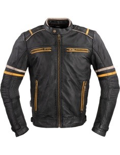 Vyriška odinė motociklininko striukė W-TEC Traction - Juoda