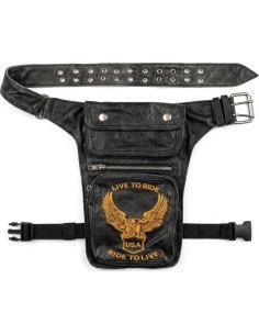 Leather Thigh Bag Sodager Skull Black